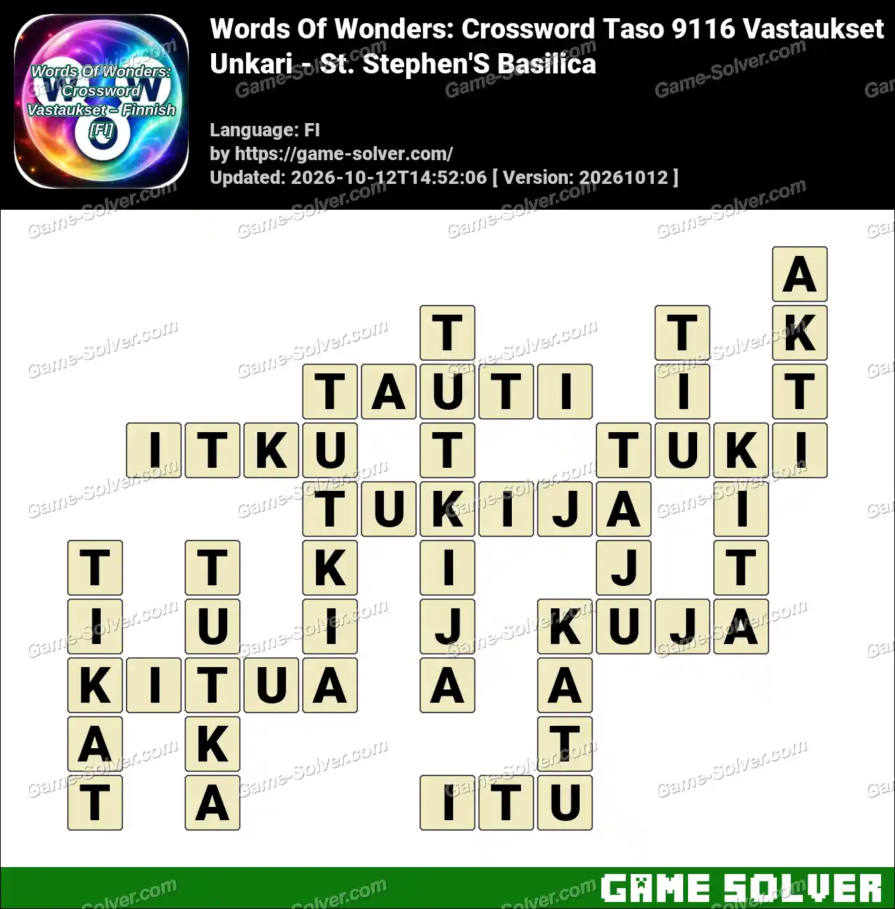 Words Of Wonders: Crossword Taso 9116 Vastaukset – Unkari – St. Stephen’S Basilica